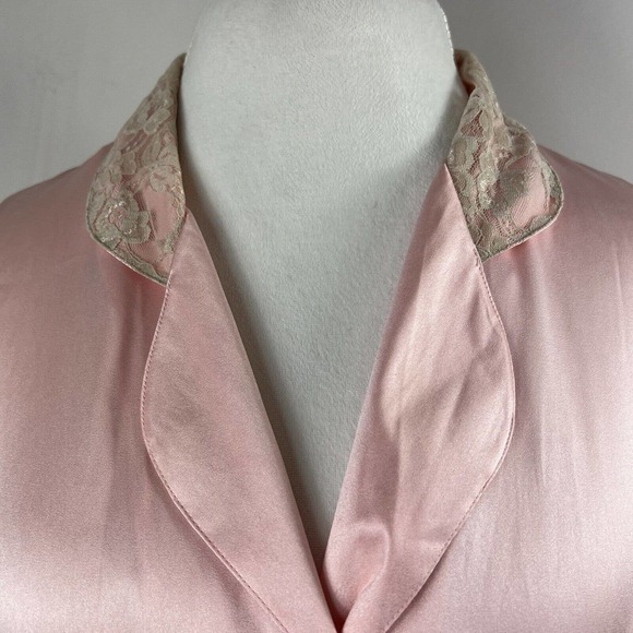 Victoria's Secret Vintage Pink Satin Pajama Set Top and Shorts M/L Gold Label - Picture 3 of 16